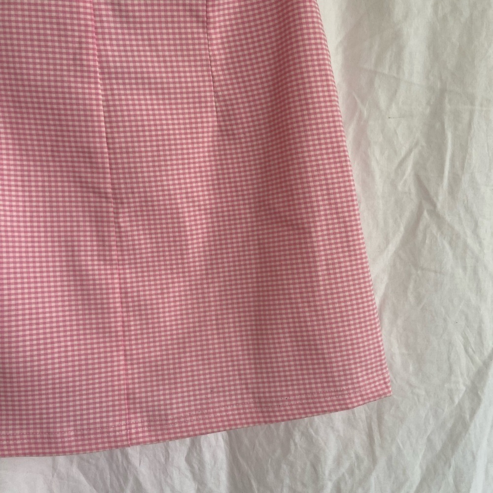 TOPSHOP pink mini single layered plaid skirt Size 4 NEW - Picture 9 of 12